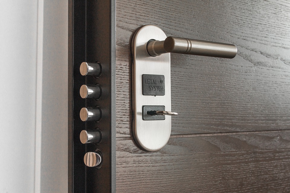 highly-efficient door lock on a solid exterior door